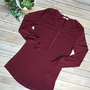 Pull&Bear- Maroon Shirt with 3/4 Sleeve Length